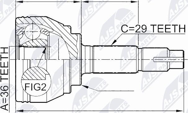 NTY NPZ-NS-078 - Каре комплект, полуоска vvparts.bg