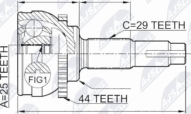 NTY NPZ-NS-077 - Каре комплект, полуоска vvparts.bg