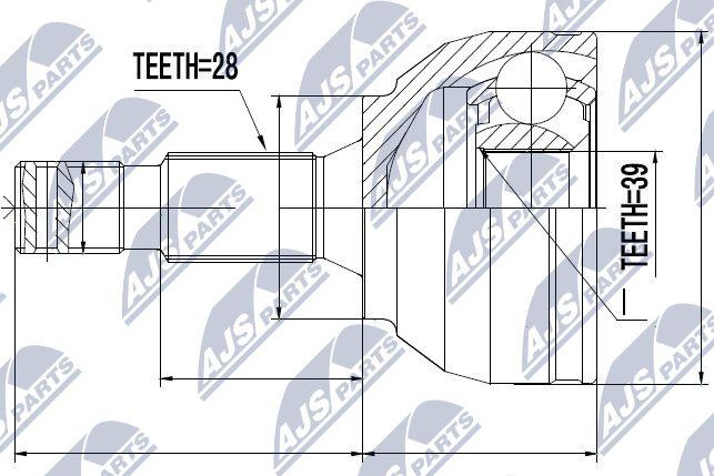 NTY NPZ-PE-028 - Каре комплект, полуоска vvparts.bg