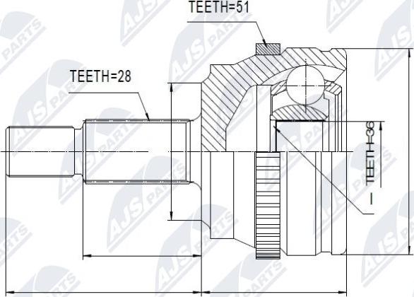 NTY NPZ-RE-013 - Каре комплект, полуоска vvparts.bg