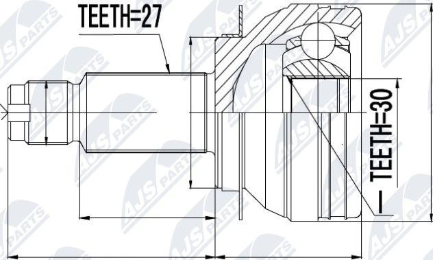 NTY NPZ-SB-009 - Каре комплект, полуоска vvparts.bg