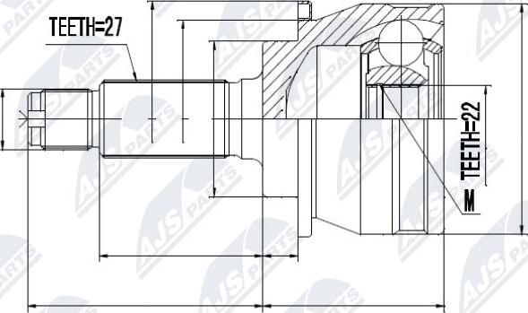 NTY NPZ-SB-018 - Каре комплект, полуоска vvparts.bg