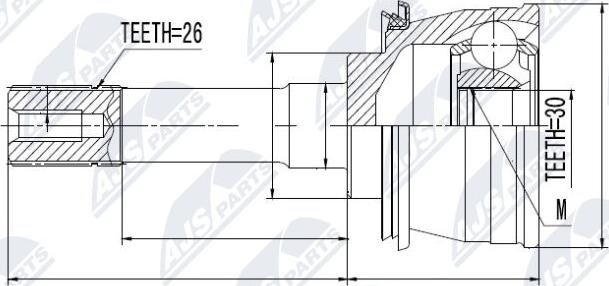 NTY NPZ-SU-028 - Каре комплект, полуоска vvparts.bg