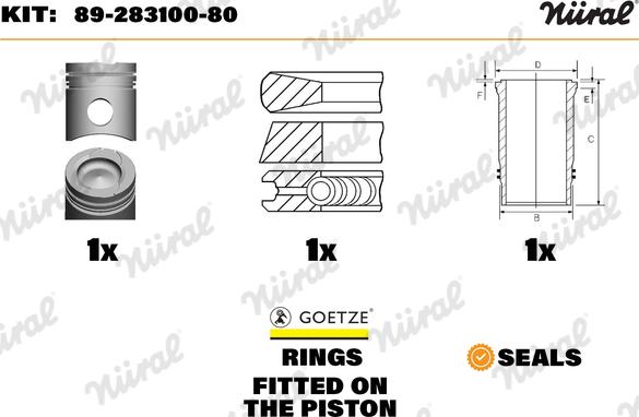 Nüral 89-283100-80 - Ремонтен к-кт, бутало / риза vvparts.bg