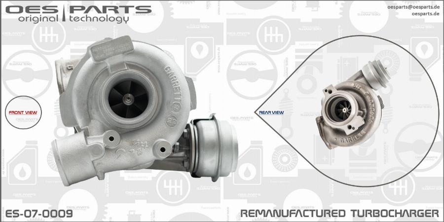 OES PARTS ES-07-0009 - Турбина, принудително пълнене с въздух vvparts.bg