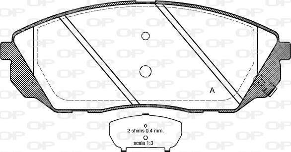 Open Parts BPA1041.12 - Комплект спирачно феродо, дискови спирачки vvparts.bg