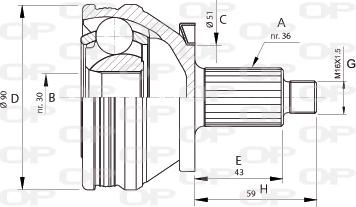 Open Parts CVJ5434.10 - Каре комплект, полуоска vvparts.bg