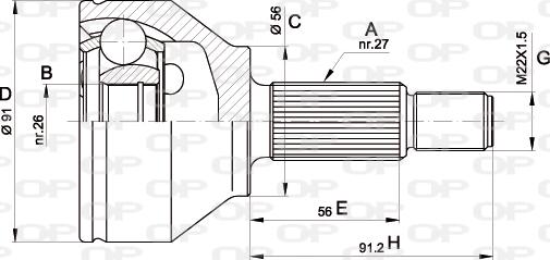 Open Parts CVJ5437.10 - Каре комплект, полуоска vvparts.bg