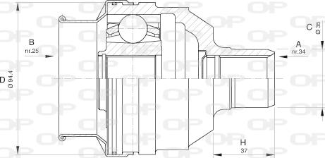 Open Parts CVJ5591.20 - Каре комплект, полуоска vvparts.bg