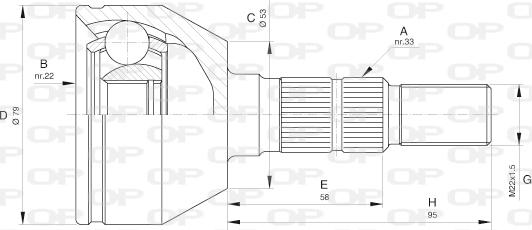 Open Parts CVJ5598.10 - Каре комплект, полуоска vvparts.bg