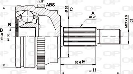 Open Parts CVJ5501.10 - Каре комплект, полуоска vvparts.bg