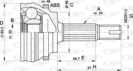 Open Parts CVJ5508.10 - Каре комплект, полуоска vvparts.bg