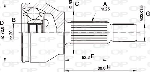 Open Parts CVJ5513.10 - Каре комплект, полуоска vvparts.bg