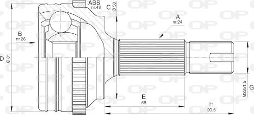 Open Parts CVJ5533.10 - Каре комплект, полуоска vvparts.bg