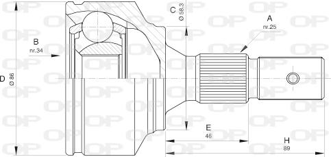 Open Parts CVJ5529.10 - Каре комплект, полуоска vvparts.bg