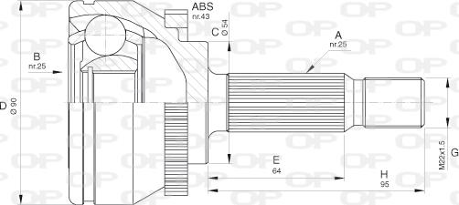 Open Parts CVJ5575.10 - Каре комплект, полуоска vvparts.bg