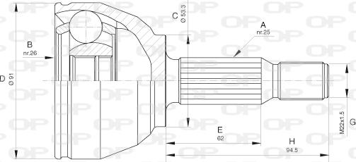 Open Parts CVJ5654.10 - Каре комплект, полуоска vvparts.bg