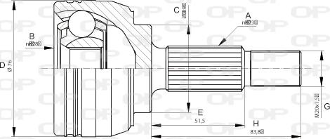 Open Parts CVJ5662.10 - Каре комплект, полуоска vvparts.bg