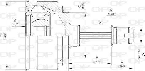 Open Parts CVJ5606.10 - Каре комплект, полуоска vvparts.bg