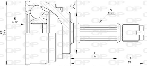 Open Parts CVJ5608.10 - Каре комплект, полуоска vvparts.bg