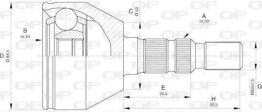 Open Parts CVJ5602.10 - Каре комплект, полуоска vvparts.bg