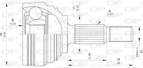 Open Parts CVJ5613.10 - Каре комплект, полуоска vvparts.bg