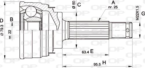 Open Parts CVJ5043.10 - Каре комплект, полуоска vvparts.bg