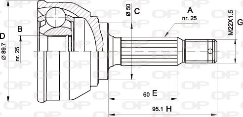 Open Parts CVJ5061.10 - Каре комплект, полуоска vvparts.bg