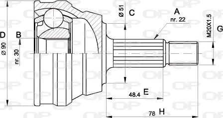 Open Parts CVJ5008.10 - Каре комплект, полуоска vvparts.bg