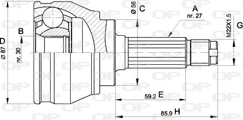 Open Parts CVJ5083.10 - Каре комплект, полуоска vvparts.bg