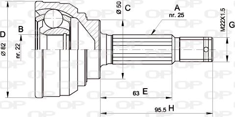 Open Parts CVJ5022.10 - Каре комплект, полуоска vvparts.bg