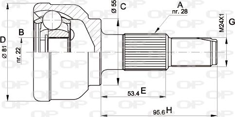 Open Parts CVJ5124.10 - Каре комплект, полуоска vvparts.bg