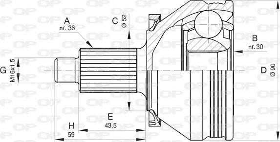 Open Parts CVJ5831.10 - Каре комплект, полуоска vvparts.bg
