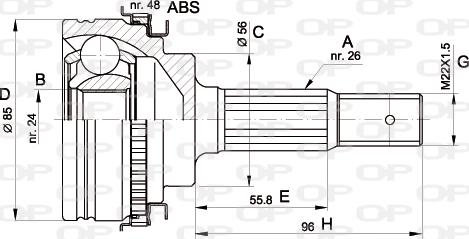 Open Parts CVJ5341.10 - Каре комплект, полуоска vvparts.bg