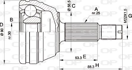 Open Parts CVJ5351.10 - Каре комплект, полуоска vvparts.bg