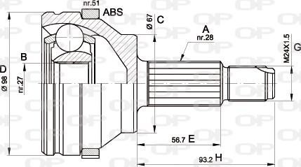 Open Parts CVJ5358.10 - Каре комплект, полуоска vvparts.bg