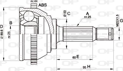 Open Parts CVJ5357.10 - Каре комплект, полуоска vvparts.bg