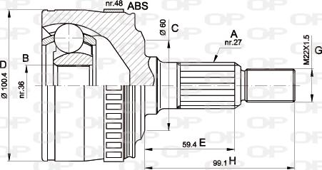 Open Parts CVJ5360.10 - Каре комплект, полуоска vvparts.bg