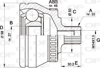 Open Parts CVJ5368.10 - Каре комплект, полуоска vvparts.bg