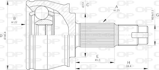 Open Parts CVJ5383.10 - Каре комплект, полуоска vvparts.bg