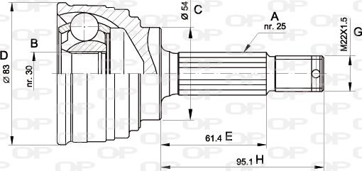 Open Parts CVJ5325.10 - Каре комплект, полуоска vvparts.bg