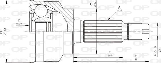 Open Parts CVJ5255.10 - Каре комплект, полуоска vvparts.bg