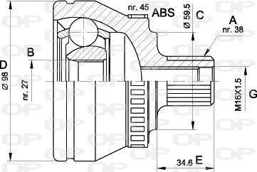 Open Parts CVJ5261.10 - Каре комплект, полуоска vvparts.bg