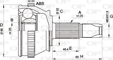 Open Parts CVJ5212.10 - Каре комплект, полуоска vvparts.bg
