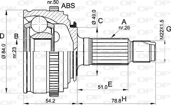 Open Parts CVJ5236.10 - Каре комплект, полуоска vvparts.bg