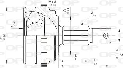 Open Parts CVJ5220.10 - Каре комплект, полуоска vvparts.bg