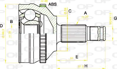 Open Parts CVJ5222.10 - Каре комплект, полуоска vvparts.bg