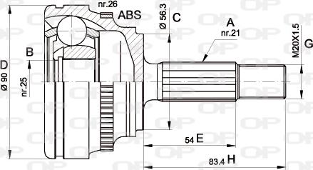 Open Parts CVJ5279.10 - Каре комплект, полуоска vvparts.bg