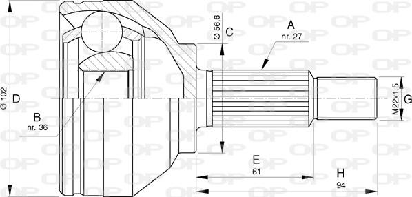 Open Parts CVJ5740.10 - Каре комплект, полуоска vvparts.bg