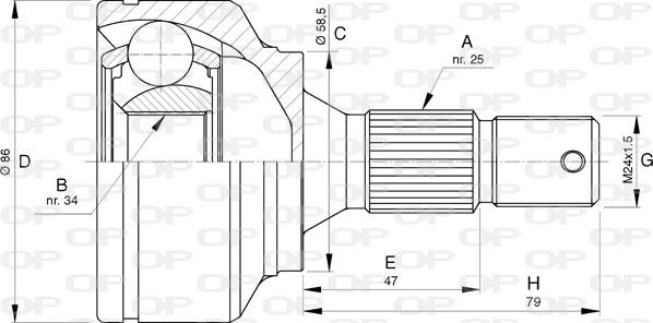 Open Parts CVJ5741.10 - Каре комплект, полуоска vvparts.bg